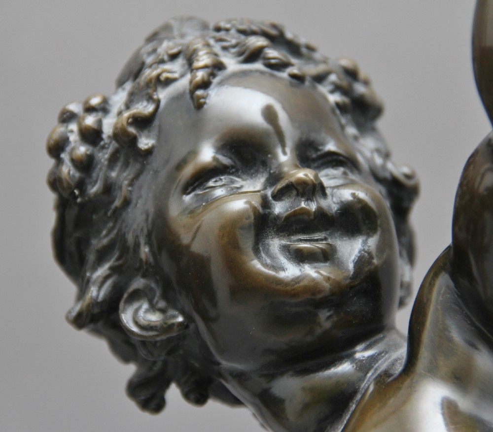 Pair of 19th Century French bronze putti on marble View V