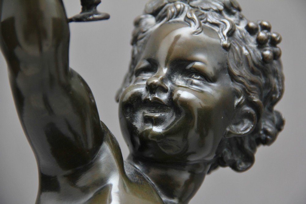 Pair of 19th Century French bronze putti on marble View VI