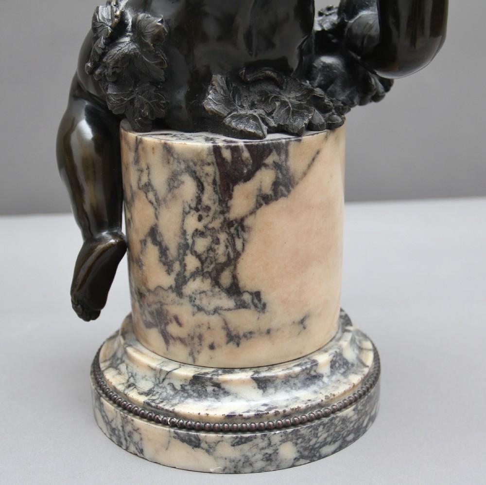 Pair of 19th Century French bronze putti on marble View IX