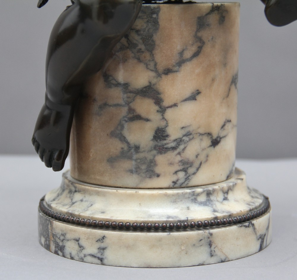 Pair of 19th Century French bronze putti on marble View X