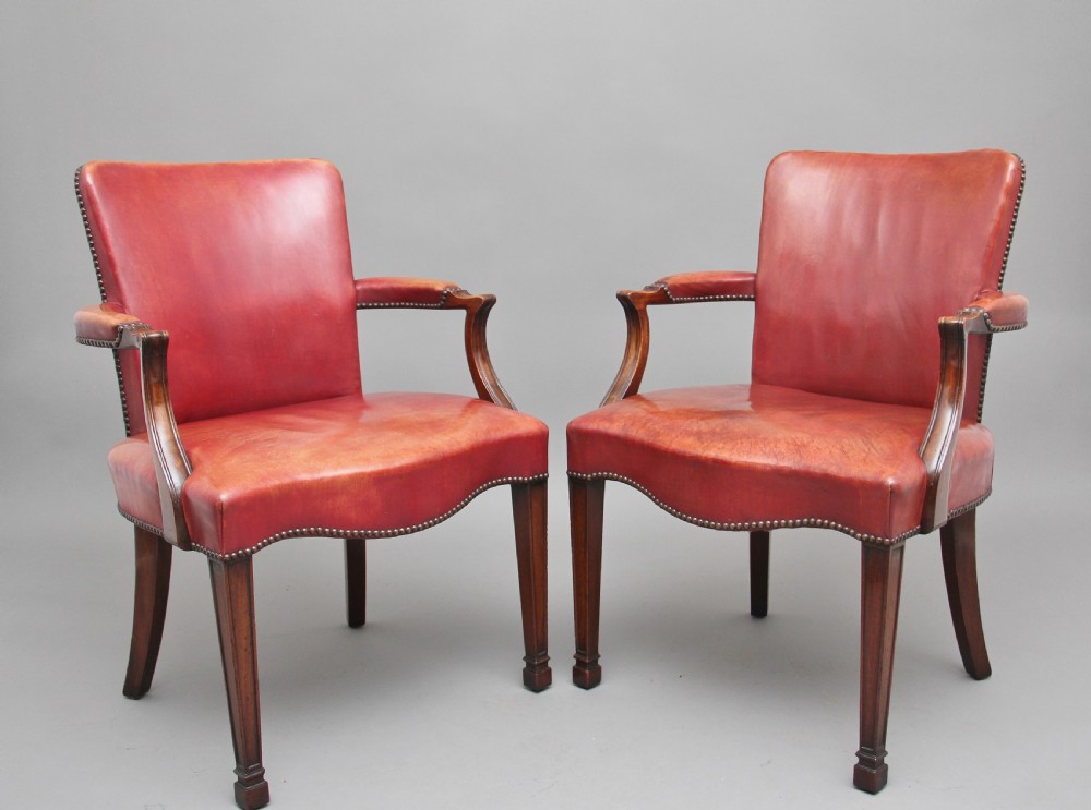 Pair of 19th Century mahogany library armchairs