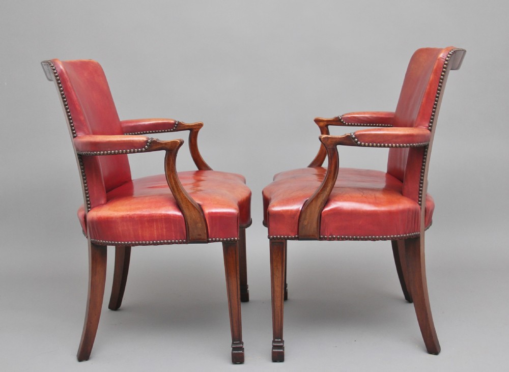 Pair of 19th Century mahogany library armchairs View III