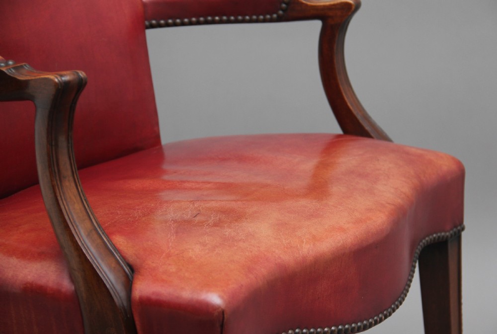 Pair of 19th Century mahogany library armchairs View IX