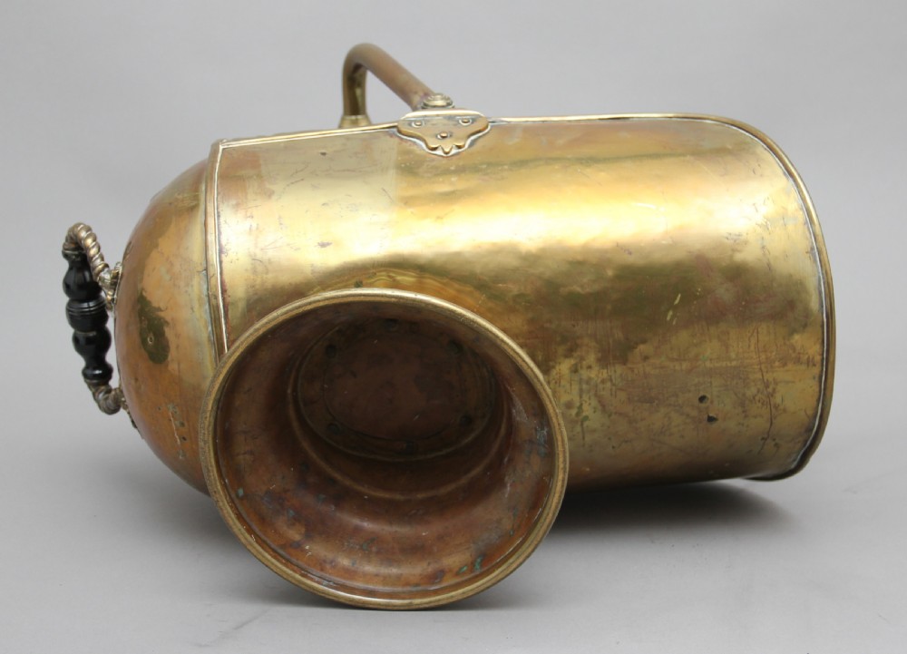 19th Century brass coal scuttle and shovel View VIII