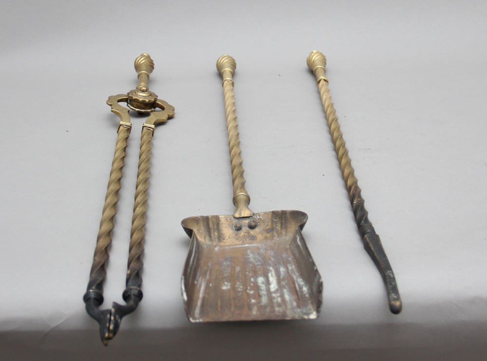 Set of 19th Century brass fire irons View III