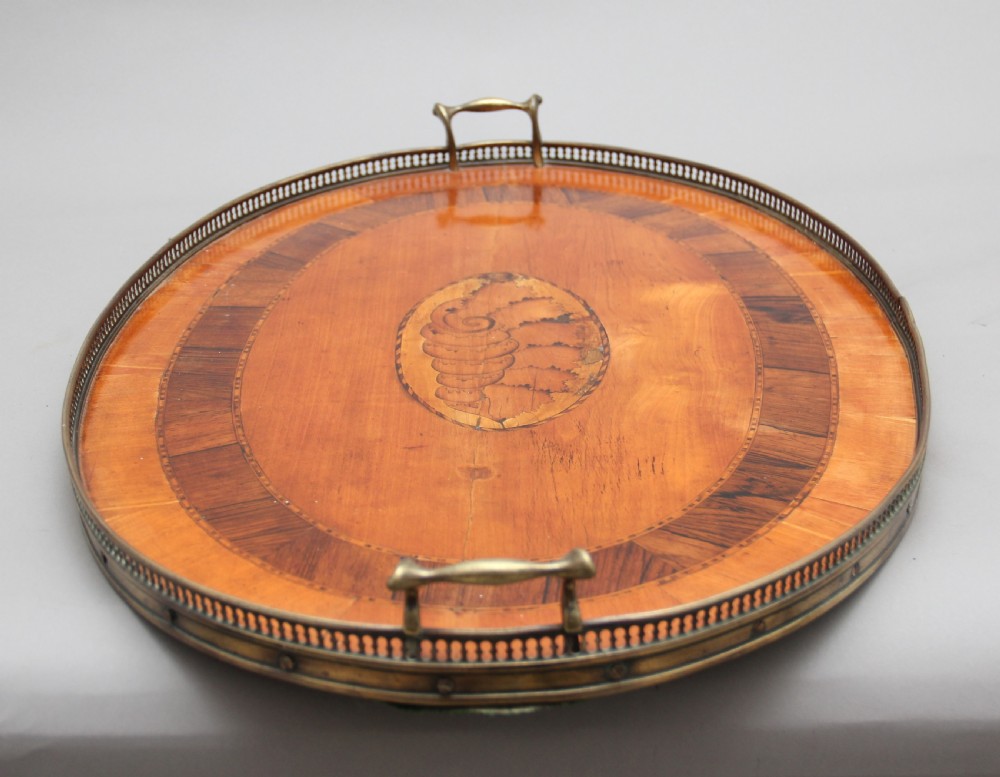 19th Century satinwood, brass and inlaid tray View III