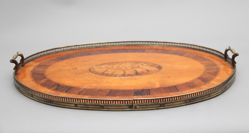 19th Century satinwood, brass and inlaid tray View IV