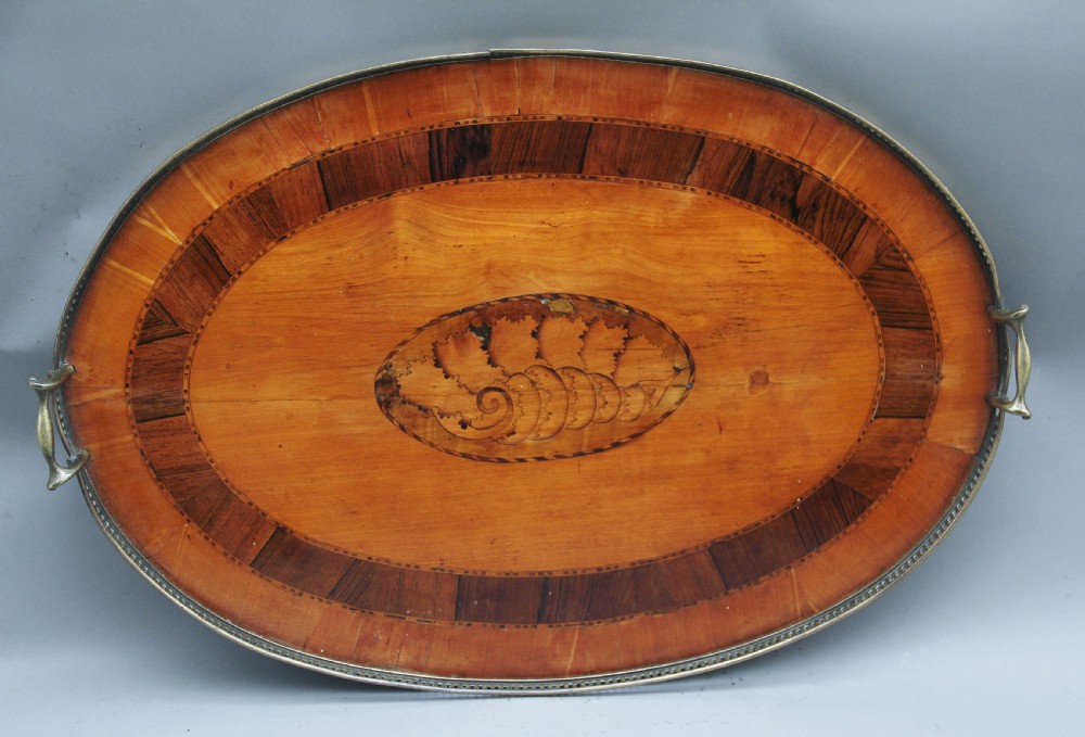 19th Century satinwood, brass and inlaid tray View VII