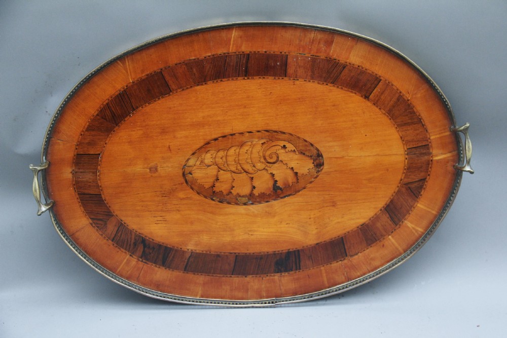 19th Century satinwood, brass and inlaid tray View VIII