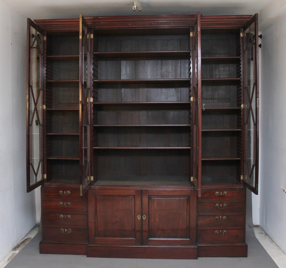 Early 19th Century mahogany breakfront bookcase View II