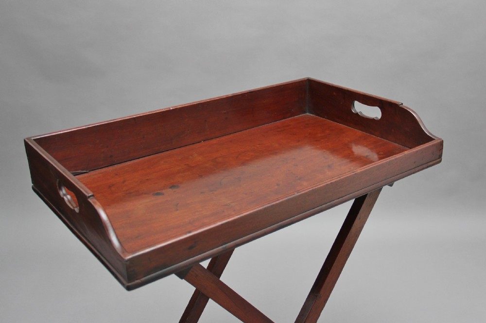 Early 19th Century mahogany butlers tray on stand View II