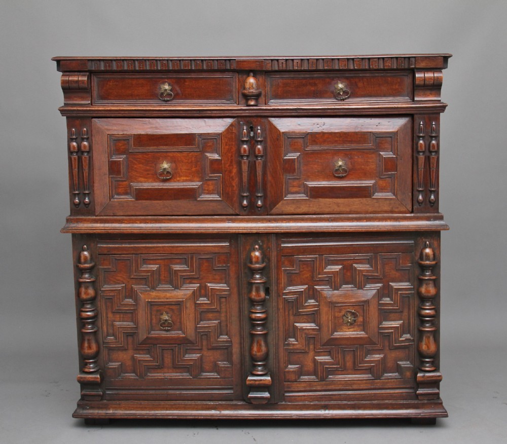 17th Century oak enclosed chest of drawers