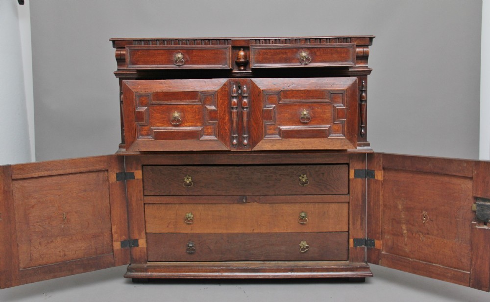 17th Century oak enclosed chest of drawers View IV