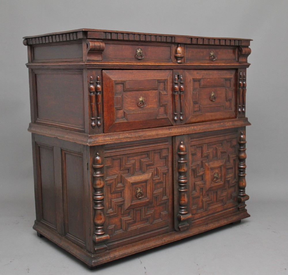 17th Century oak enclosed chest of drawers View VI