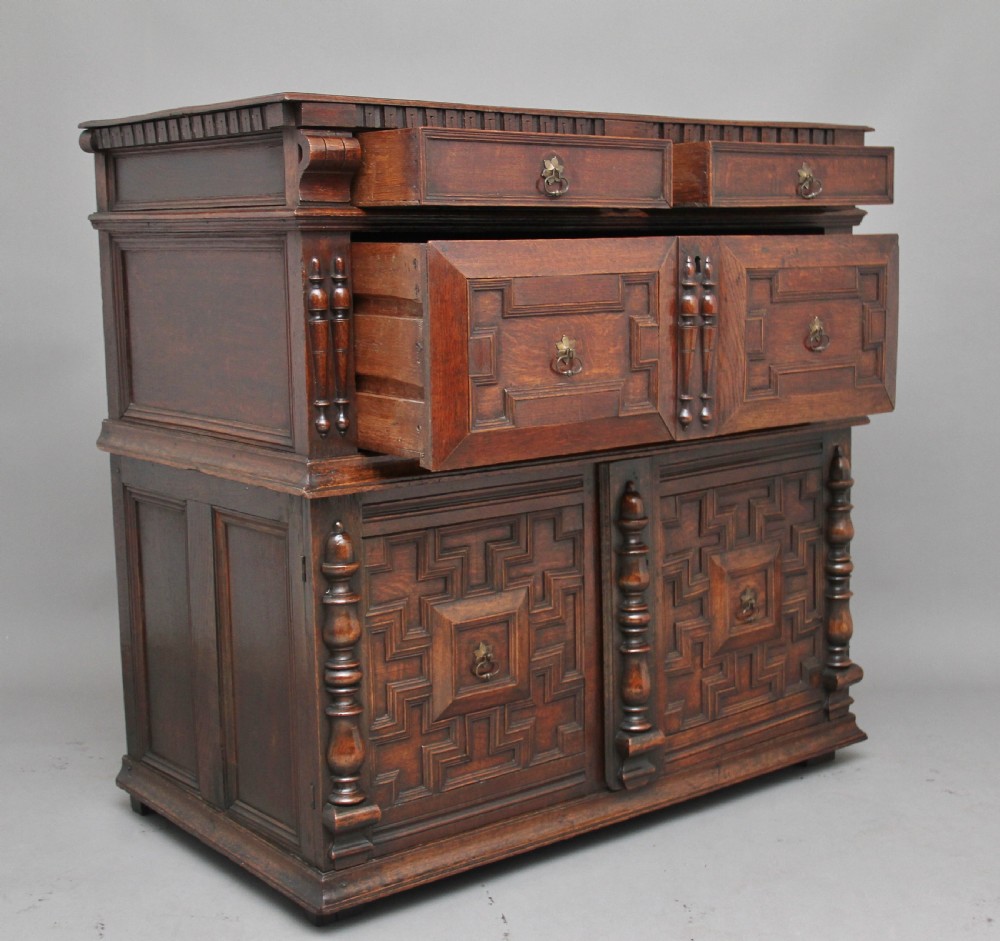 17th Century oak enclosed chest of drawers View XIV