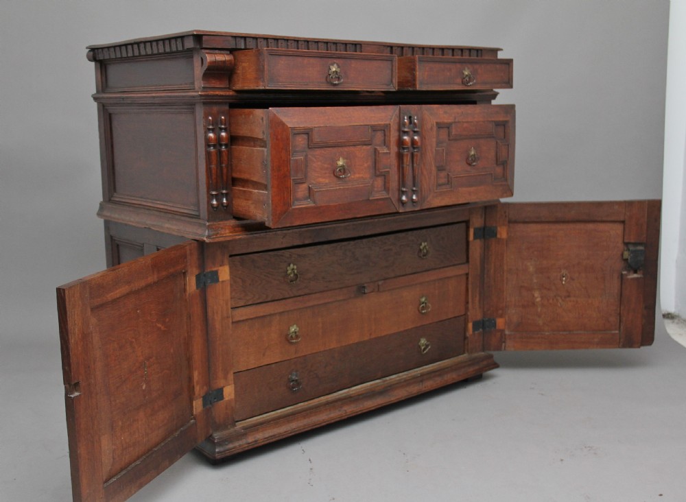 17th Century oak enclosed chest of drawers View XV