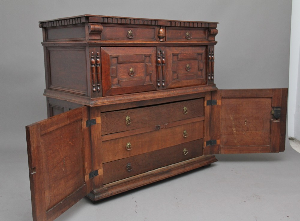 17th Century oak enclosed chest of drawers View XVI