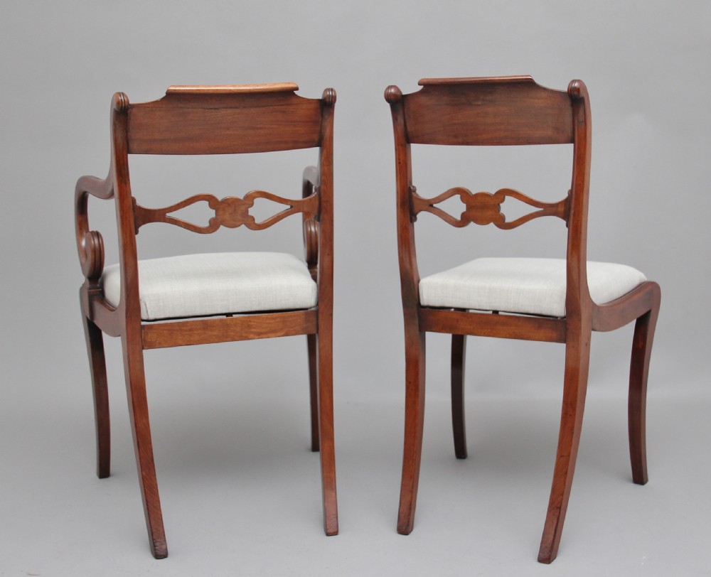 Set of eight Regency mahogany & brass inlaid dining chairs View VI