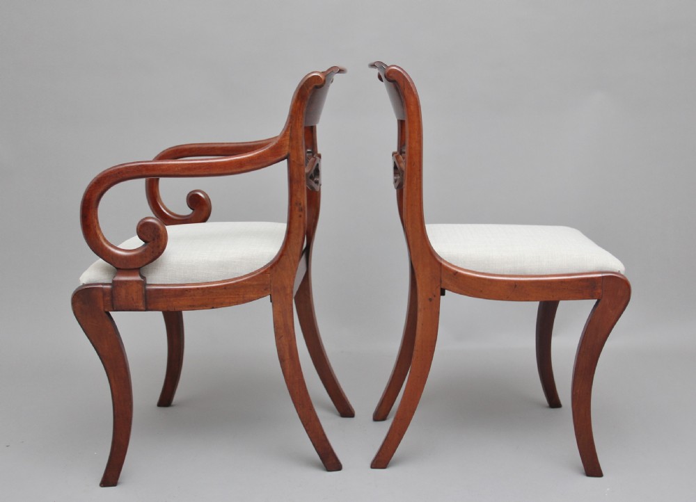 Set of eight Regency mahogany & brass inlaid dining chairs View VII