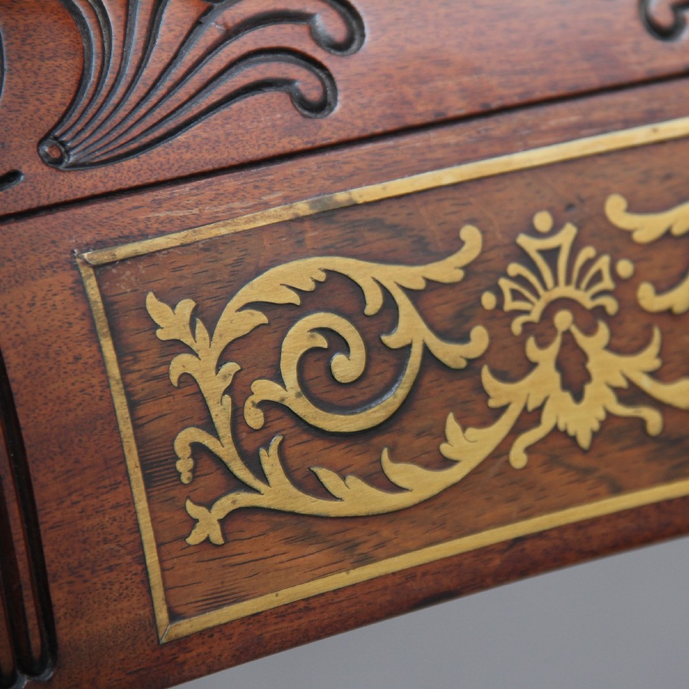 Set of eight Regency mahogany & brass inlaid dining chairs View X