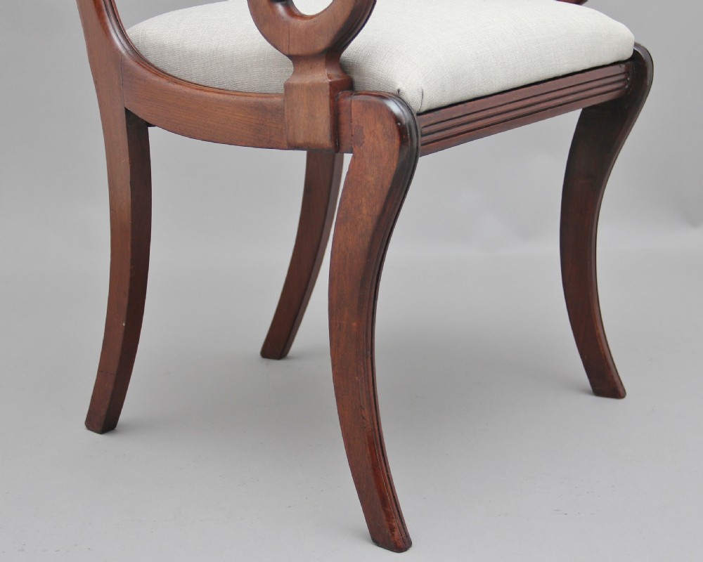 Set of eight Regency mahogany & brass inlaid dining chairs View XII