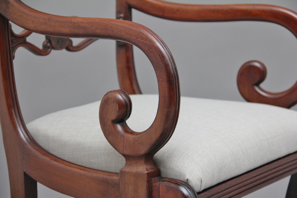 Set of eight Regency mahogany & brass inlaid dining chairs View XIII