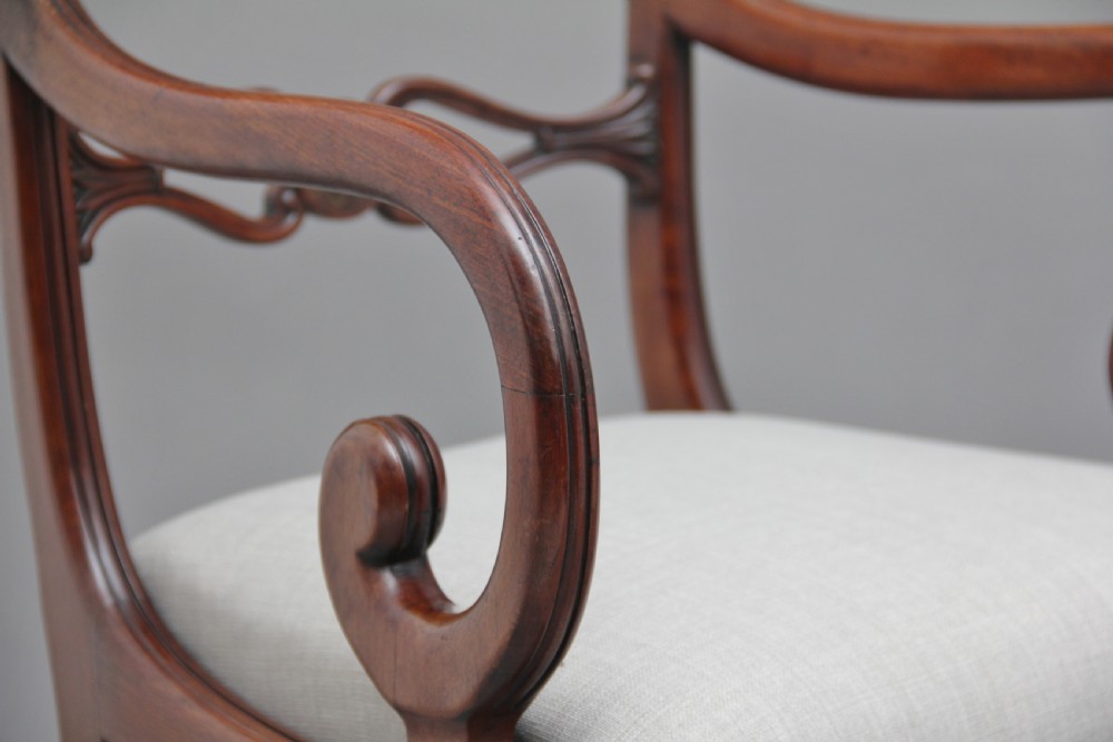 Set of eight Regency mahogany & brass inlaid dining chairs View XIV