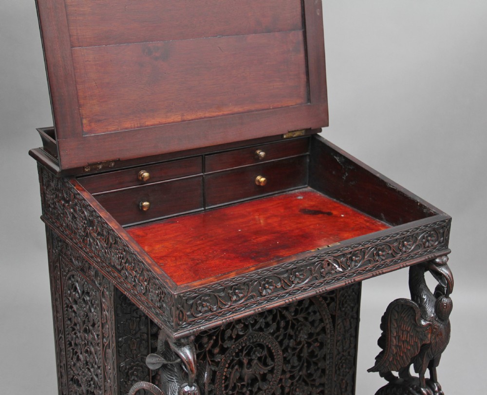 19th Century Anglo-Indian carved davenport View III