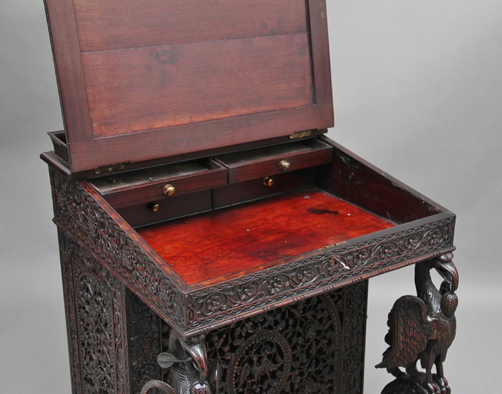 19th Century Anglo-Indian carved davenport View IV