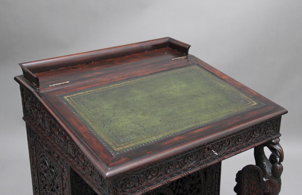 19th Century Anglo-Indian carved davenport View V