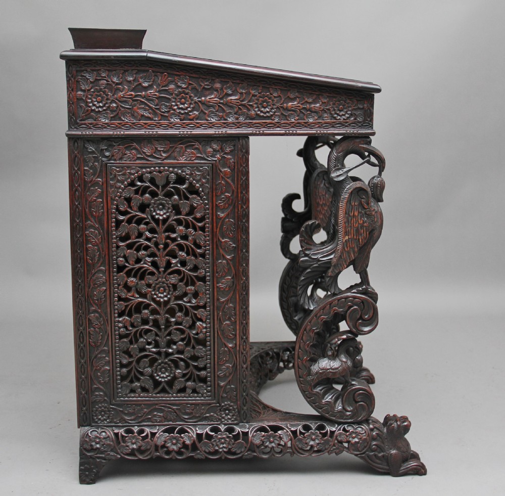 19th Century Anglo-Indian carved davenport View VIII