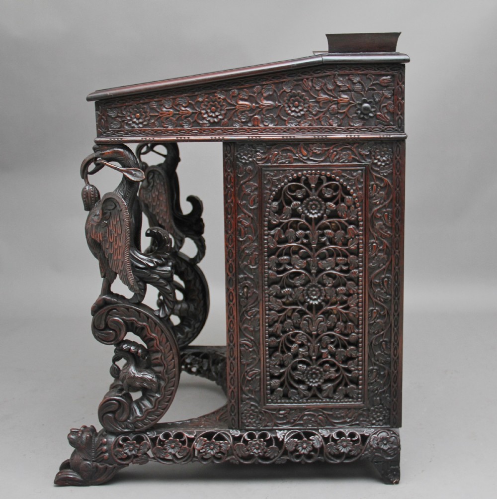 19th Century Anglo-Indian carved davenport View X