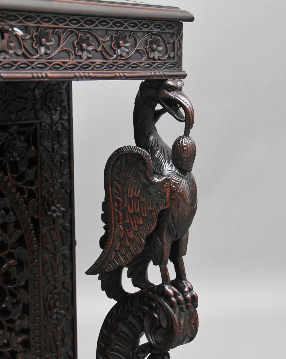 19th Century Anglo-Indian carved davenport View XIX