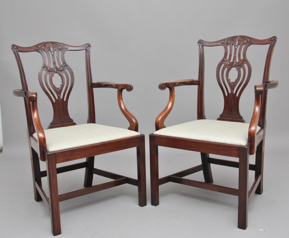 Pair of early 20th Chippendale style armchairs