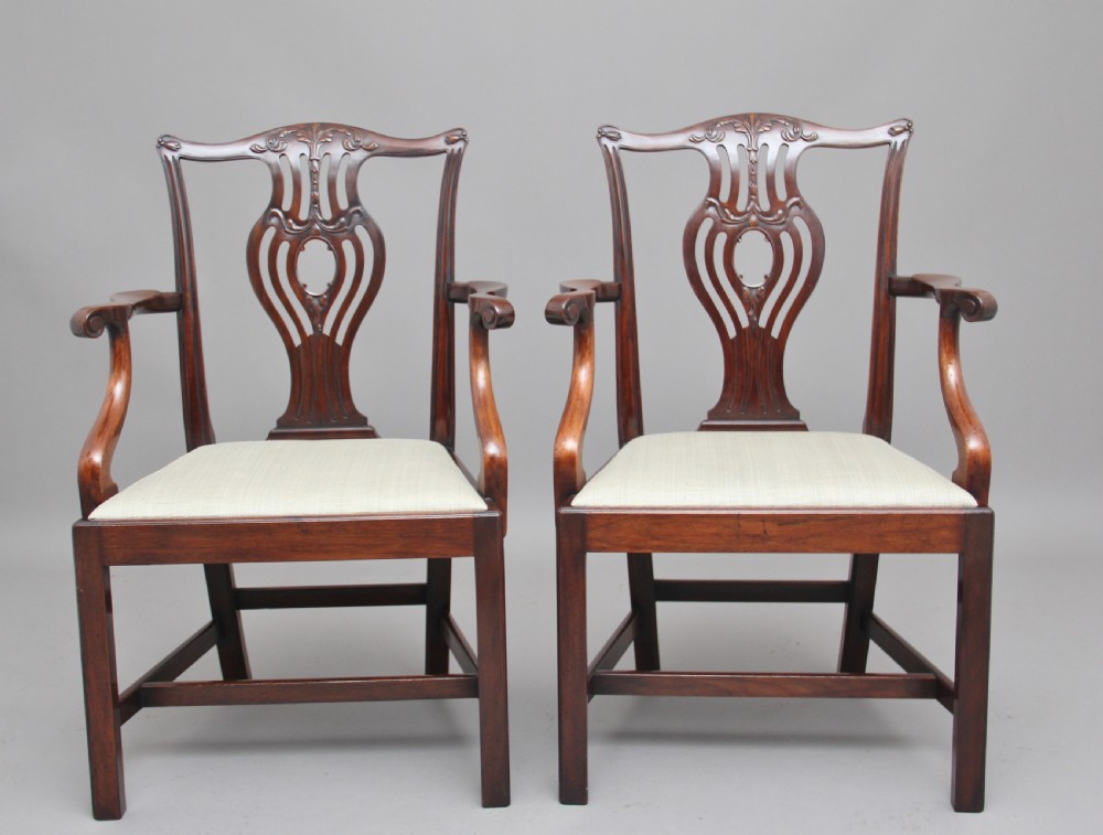 Pair of early 20th Chippendale style armchairs View II