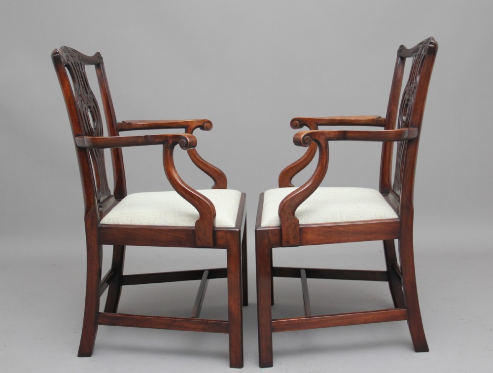 Pair of early 20th Chippendale style armchairs View III
