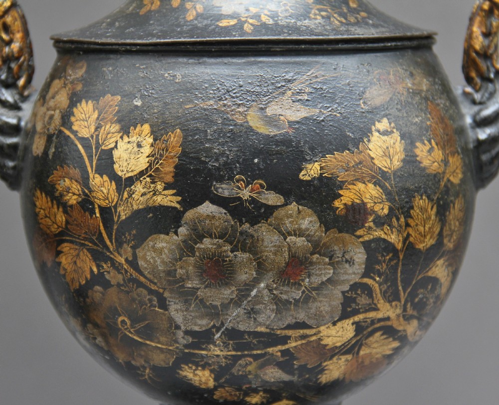 Pair of Early 19th Century Tole Chestnut Urns View VIII