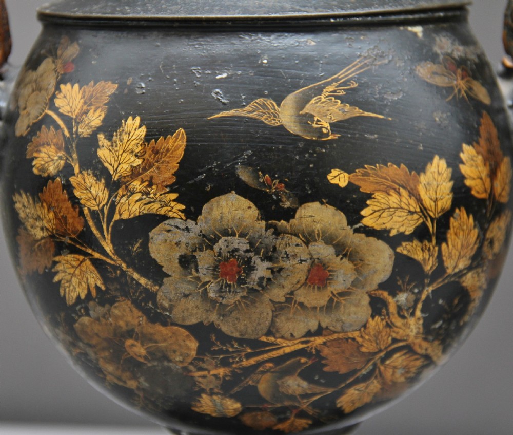 Pair of Early 19th Century Tole Chestnut Urns View IX