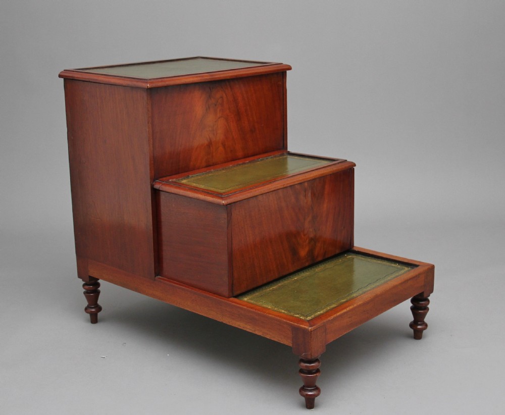 19th Century mahogany library steps