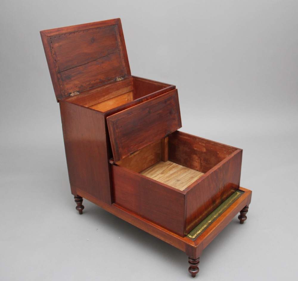 19th Century mahogany library steps View II
