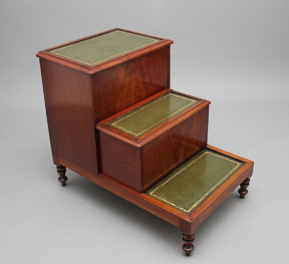 19th Century mahogany library steps View III