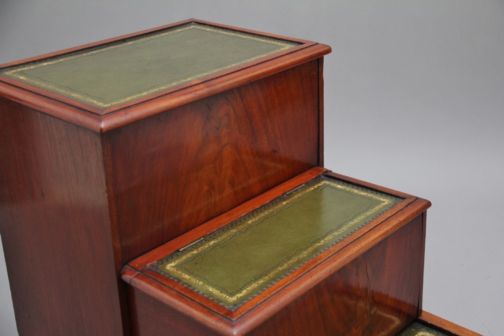 19th Century mahogany library steps View IV