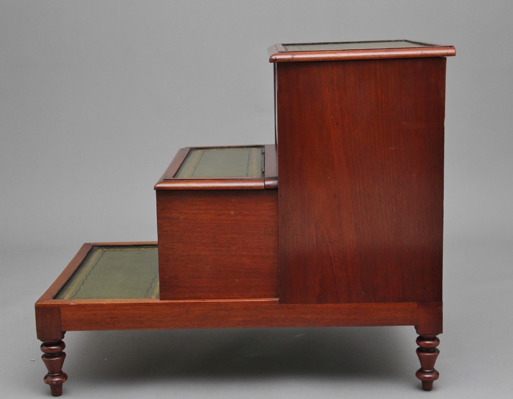19th Century mahogany library steps View VII