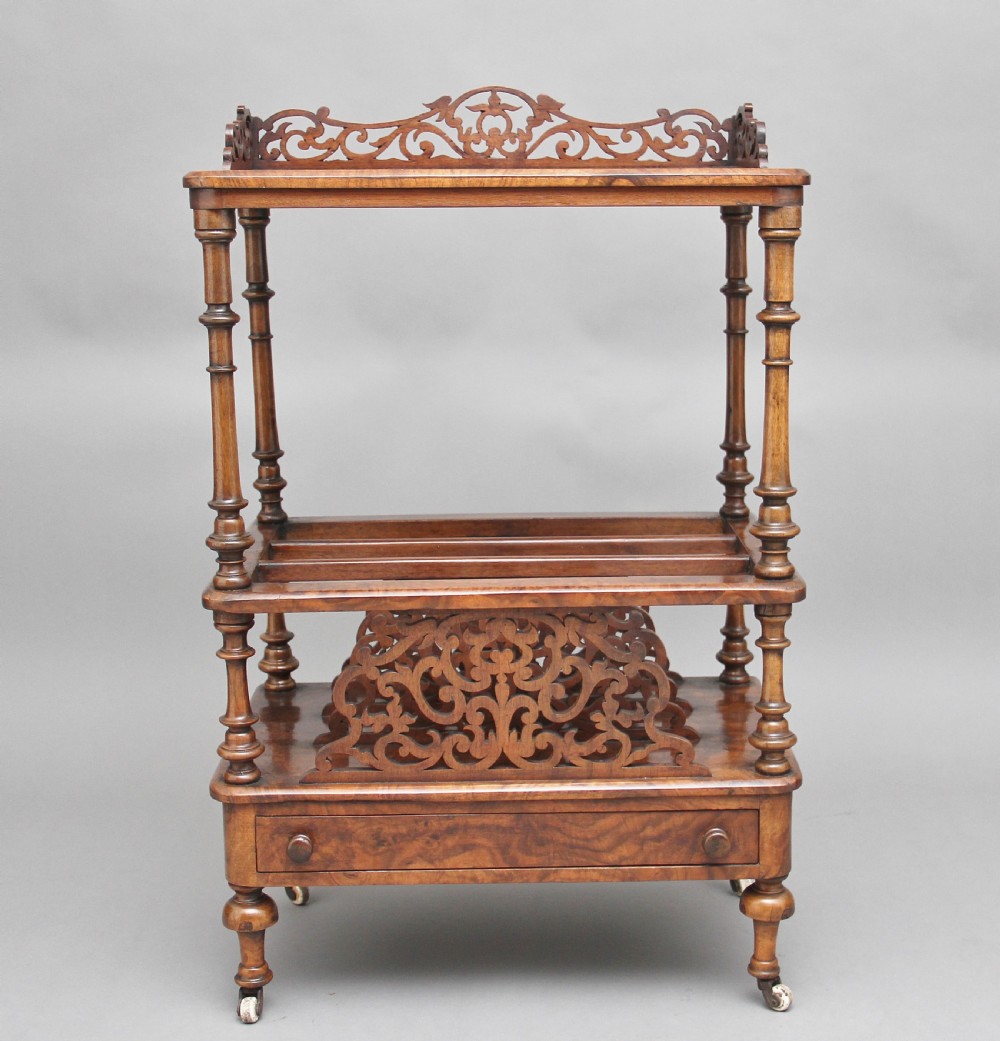 19th Century burr walnut Canterbury  View II