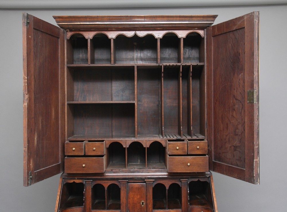 Burr walnut bureau bookcase View V