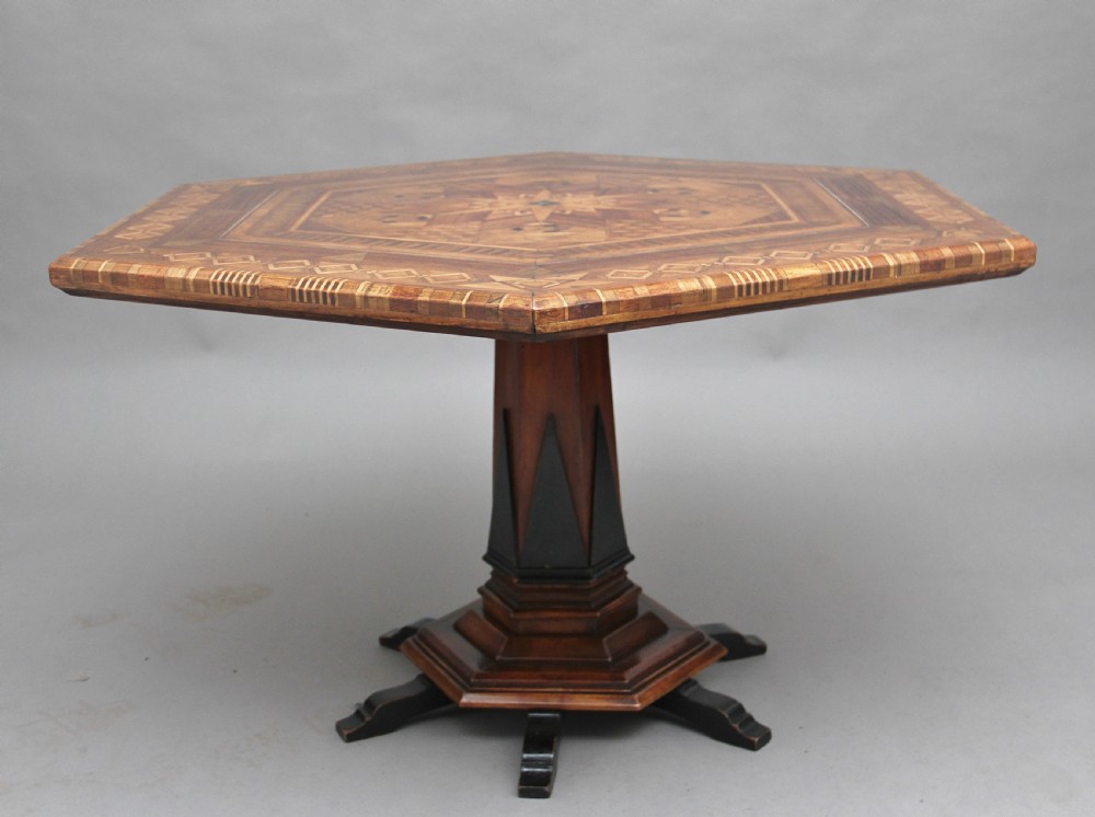 19th Century Italian parquetry centre table View X