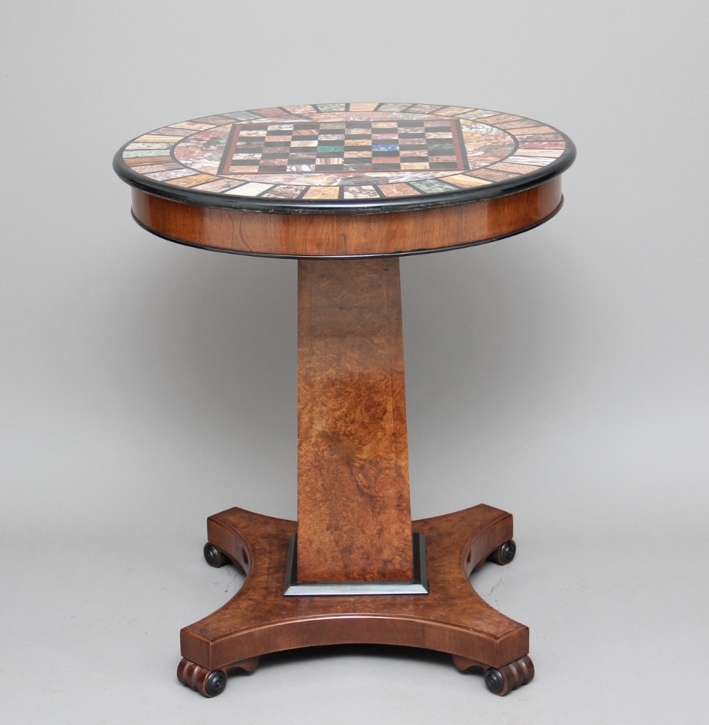Early 20th Century walnut and marble top games table