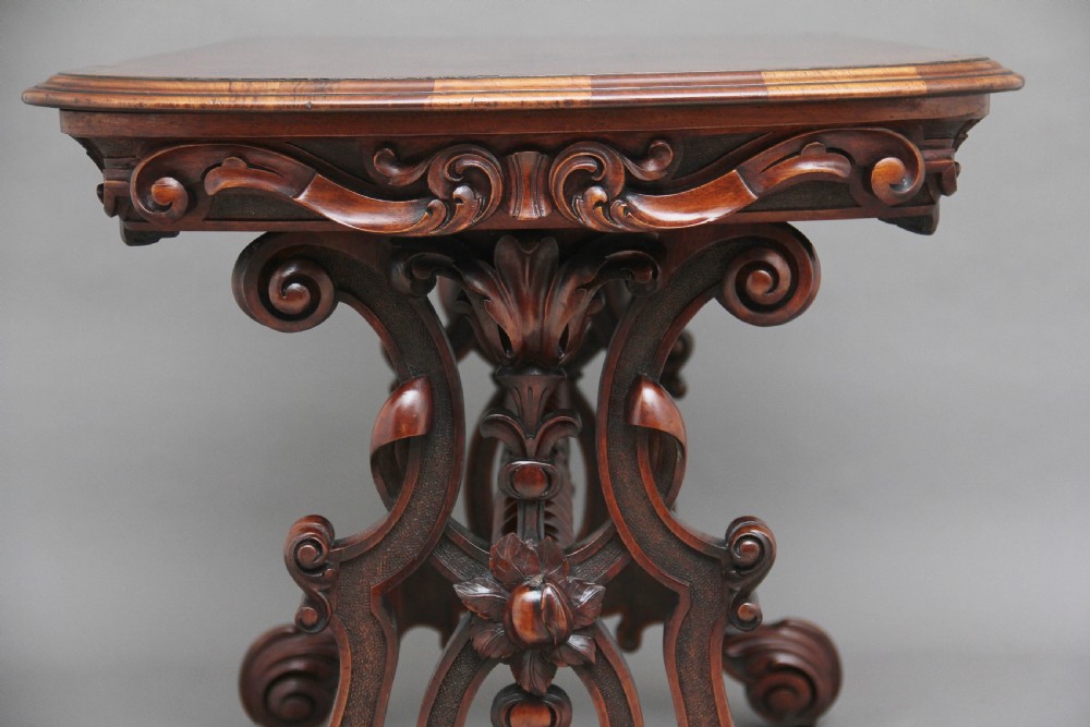 19th Century burr walnut centre table View IX
