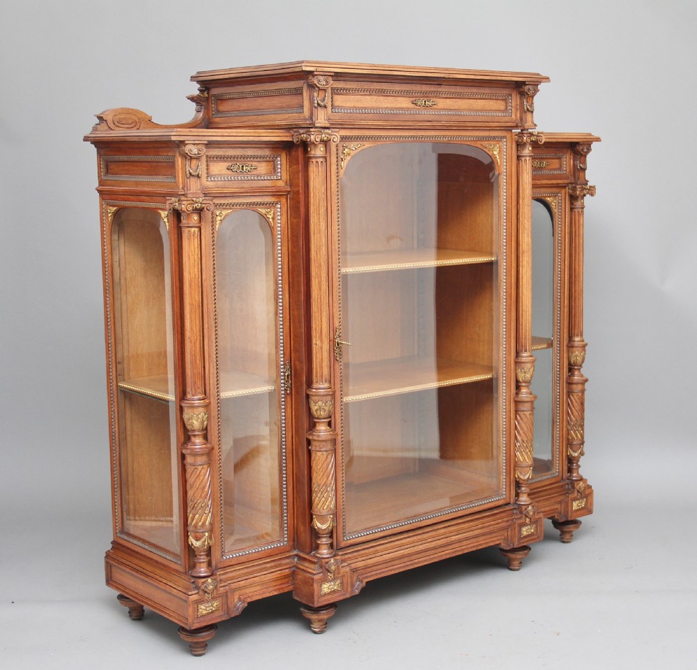 19th Century French walnut display cabinet