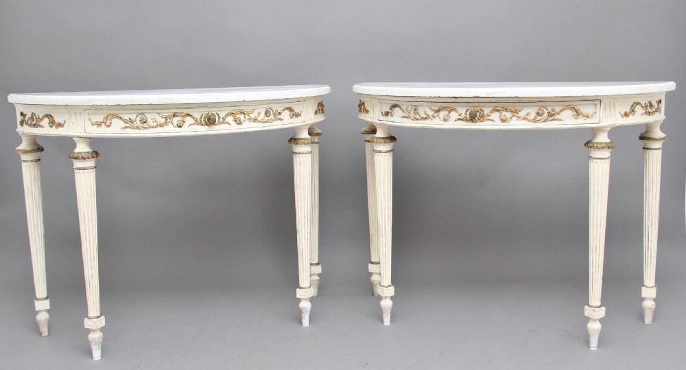 Pair of 19th Century French painted console tables